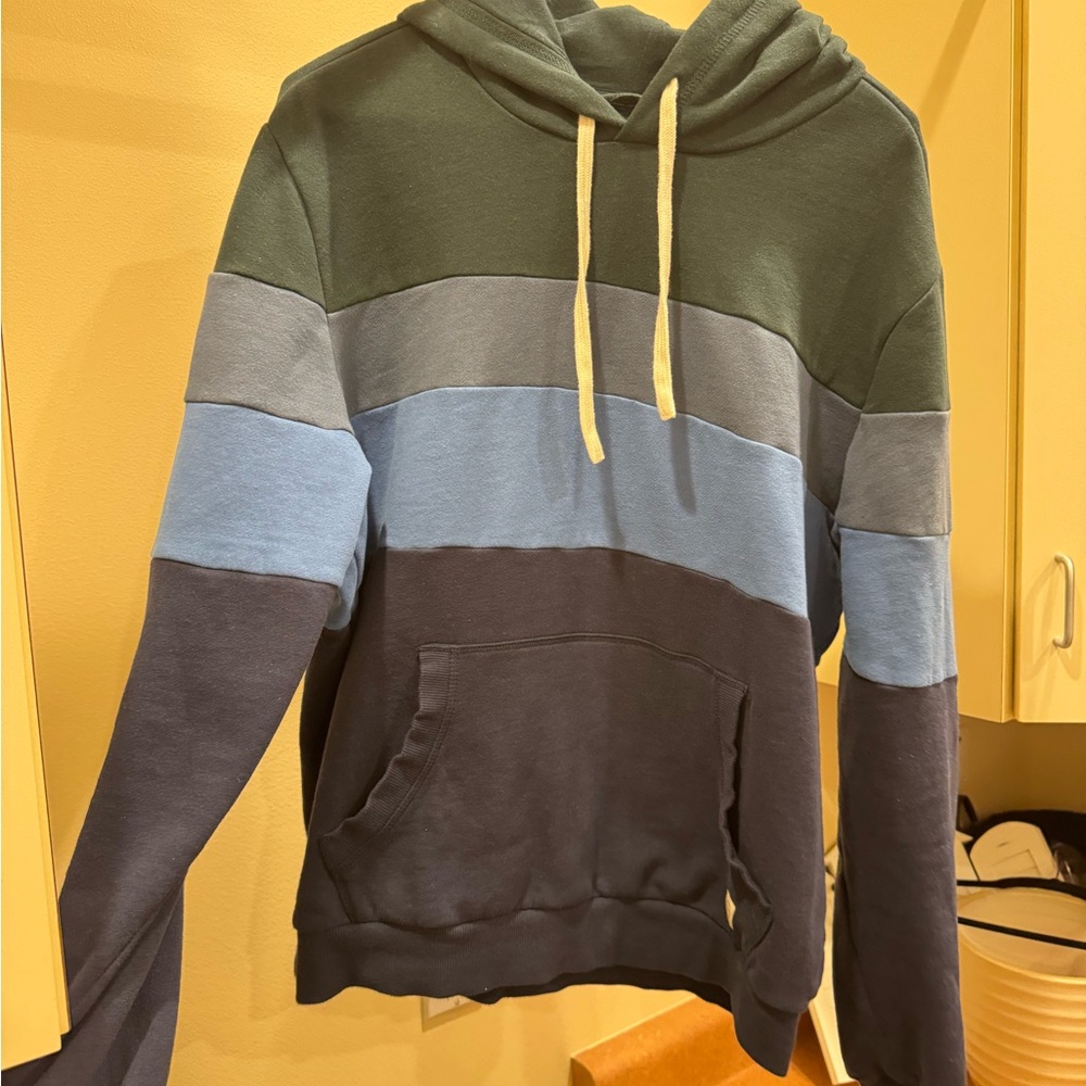 Marine Layer Green and Blue Striped Hoodie